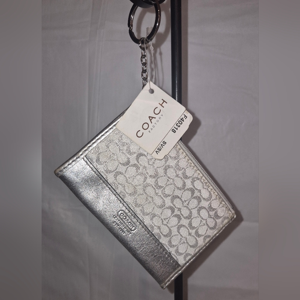 NWT Coach Y2K Mini Skinny Keychain Coin purse White/silver